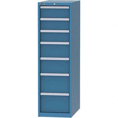 LISTA - 7 Drawer, 45 Compartment Bright Blue Steel Modular Storage Cabinet - Benchmark Tooling