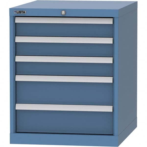 LISTA - 5 Drawer, 99 Compartment Bright Blue Steel Modular Storage Cabinet - Benchmark Tooling
