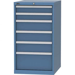 LISTA - 6 Drawer, 99 Compartment Bright Blue Steel Modular Storage Cabinet - Benchmark Tooling