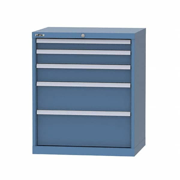 LISTA - 5 Drawer, 124 Compartment Bright Blue Steel Modular Storage Cabinet - Benchmark Tooling