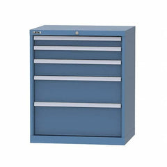 LISTA - 5 Drawer, 124 Compartment Bright Blue Steel Modular Storage Cabinet - Benchmark Tooling