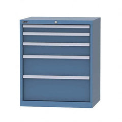 LISTA - 5 Drawer, 124 Compartment Bright Blue Steel Modular Storage Cabinet - Benchmark Tooling