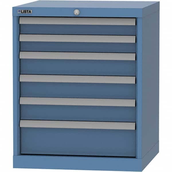 LISTA - 6 Drawer, 84 Compartment Bright Blue Steel Modular Storage Cabinet - Benchmark Tooling