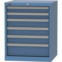 LISTA - 6 Drawer, 84 Compartment Bright Blue Steel Modular Storage Cabinet - Benchmark Tooling