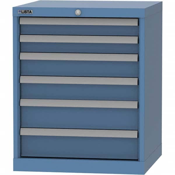 LISTA - 6 Drawer, 84 Compartment Bright Blue Steel Modular Storage Cabinet - Benchmark Tooling