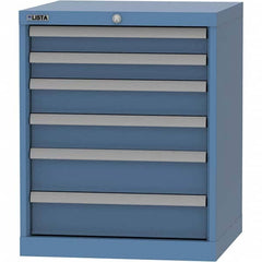 LISTA - 6 Drawer, 84 Compartment Bright Blue Steel Modular Storage Cabinet - Benchmark Tooling