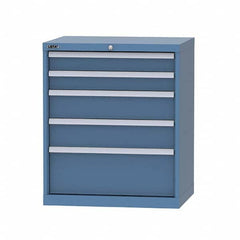 LISTA - 5 Drawer, 124 Compartment Bright Blue Steel Modular Storage Cabinet - Benchmark Tooling