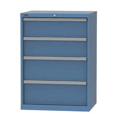 LISTA - 4 Drawer, 124 Compartment Bright Blue Steel Modular Storage Cabinet - Benchmark Tooling