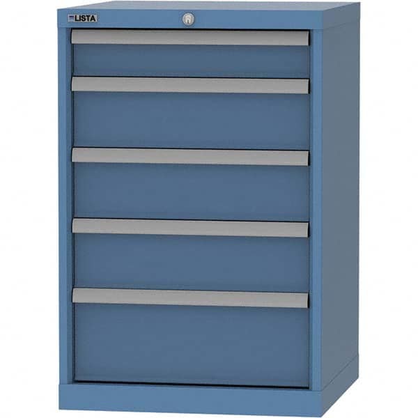 LISTA - 5 Drawer, 84 Compartment Bright Blue Steel Modular Storage Cabinet - Benchmark Tooling