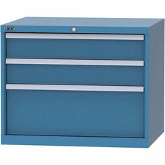 LISTA - 3 Drawer, 84 Compartment Bright Blue Steel Modular Storage Cabinet - Benchmark Tooling