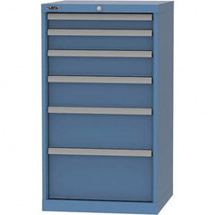 LISTA - 6 Drawer, 84 Compartment Bright Blue Steel Modular Storage Cabinet - Benchmark Tooling