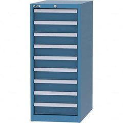 LISTA - 9 Drawer, 45 Compartment Bright Blue Steel Modular Storage Cabinet - Benchmark Tooling