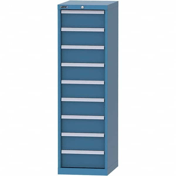 LISTA - 9 Drawer, 216 Compartment Bright Blue Steel Modular Storage Cabinet - Benchmark Tooling