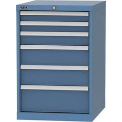 LISTA - 6 Drawer, 99 Compartment Bright Blue Steel Modular Storage Cabinet - Benchmark Tooling