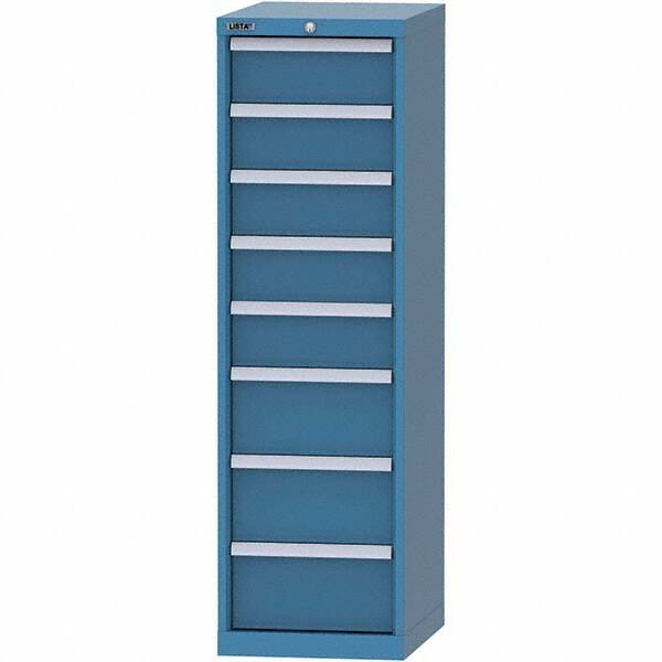 LISTA - 8 Drawer, 216 Compartment Bright Blue Steel Modular Storage Cabinet - Benchmark Tooling