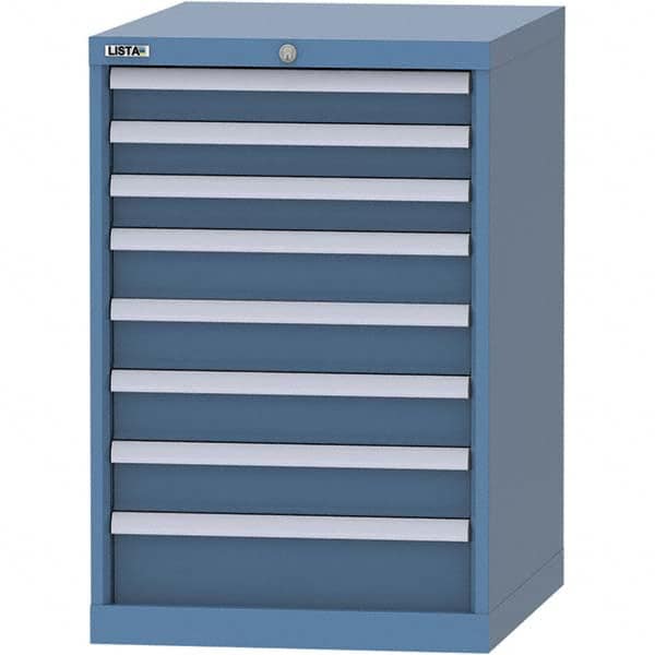 LISTA - 8 Drawer, 99 Compartment Bright Blue Steel Modular Storage Cabinet - Benchmark Tooling
