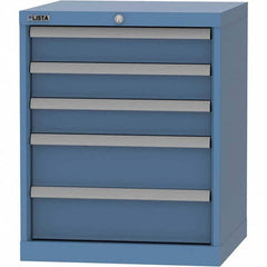 LISTA - 5 Drawer, 84 Compartment Bright Blue Steel Modular Storage Cabinet - Benchmark Tooling