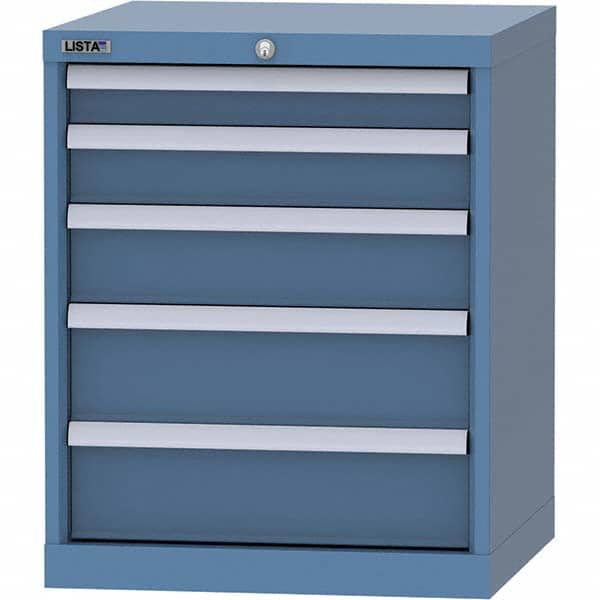 LISTA - 5 Drawer, 84 Compartment Bright Blue Steel Modular Storage Cabinet - Benchmark Tooling