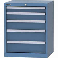 LISTA - 5 Drawer, 84 Compartment Bright Blue Steel Modular Storage Cabinet - Benchmark Tooling