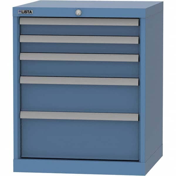 LISTA - 5 Drawer, 84 Compartment Bright Blue Steel Modular Storage Cabinet - Benchmark Tooling