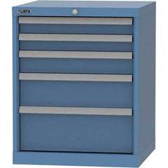 LISTA - 5 Drawer, 84 Compartment Bright Blue Steel Modular Storage Cabinet - Benchmark Tooling
