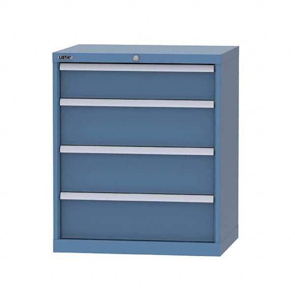 LISTA - 4 Drawer, 124 Compartment Bright Blue Steel Modular Storage Cabinet - Benchmark Tooling
