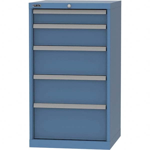 LISTA - 5 Drawer, 84 Compartment Bright Blue Steel Modular Storage Cabinet - Benchmark Tooling