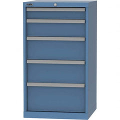 LISTA - 5 Drawer, 84 Compartment Bright Blue Steel Modular Storage Cabinet - Benchmark Tooling