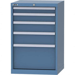 LISTA - 5 Drawer, 84 Compartment Bright Blue Steel Modular Storage Cabinet - Benchmark Tooling