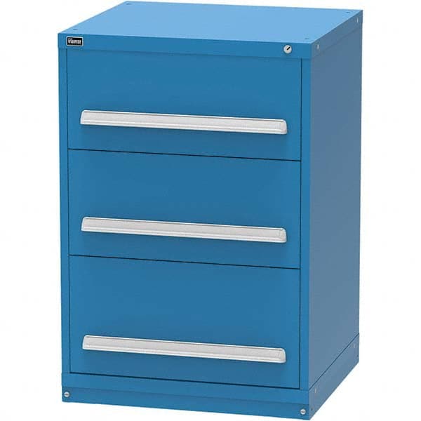 Vidmar - 3 Drawer, 124 Compartment Bright Blue Steel Modular Storage Cabinet - Benchmark Tooling