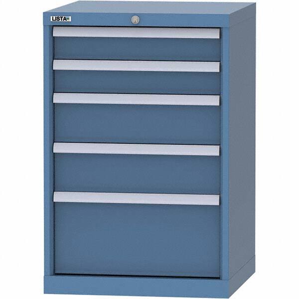 LISTA - 5 Drawer, 84 Compartment Bright Blue Steel Modular Storage Cabinet - Benchmark Tooling