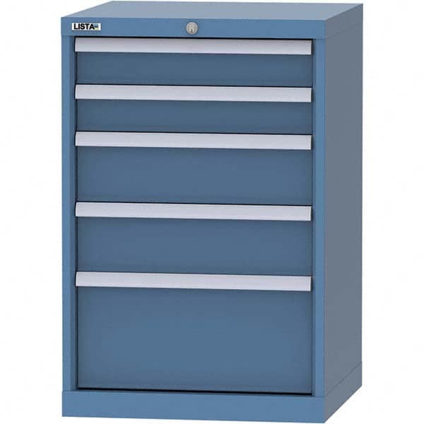 LISTA - 5 Drawer, 84 Compartment Bright Blue Steel Modular Storage Cabinet - Benchmark Tooling