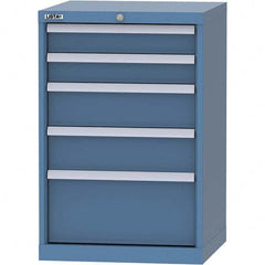 LISTA - 5 Drawer, 84 Compartment Bright Blue Steel Modular Storage Cabinet - Benchmark Tooling