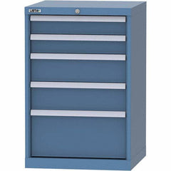 LISTA - 5 Drawer, 84 Compartment Bright Blue Steel Modular Storage Cabinet - Benchmark Tooling