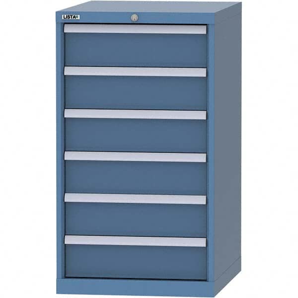 LISTA - 6 Drawer, 99 Compartment Bright Blue Steel Modular Storage Cabinet - Benchmark Tooling