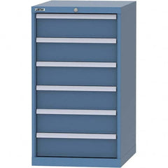 LISTA - 6 Drawer, 99 Compartment Bright Blue Steel Modular Storage Cabinet - Benchmark Tooling