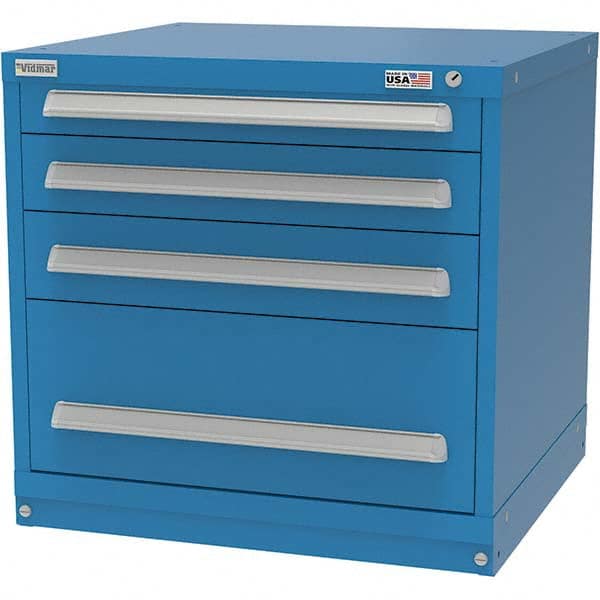 Vidmar - 4 Drawer Bright Blue Steel Modular Storage Cabinet - Benchmark Tooling
