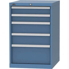 LISTA - 5 Drawer, 99 Compartment Bright Blue Steel Modular Storage Cabinet - Benchmark Tooling