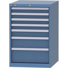 LISTA - 7 Drawer, 99 Compartment Bright Blue Steel Modular Storage Cabinet - Benchmark Tooling