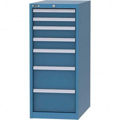 LISTA - 7 Drawer, 45 Compartment Bright Blue Steel Modular Storage Cabinet - Benchmark Tooling