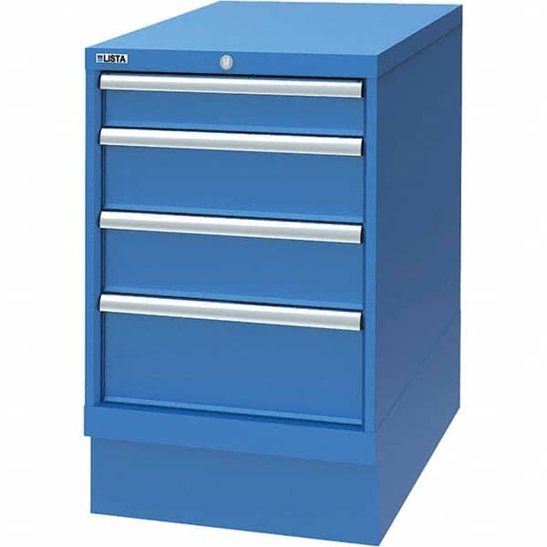 LISTA - 4 Drawer, 29 Compartment Bright Blue Steel Modular Storage Cabinet - Benchmark Tooling