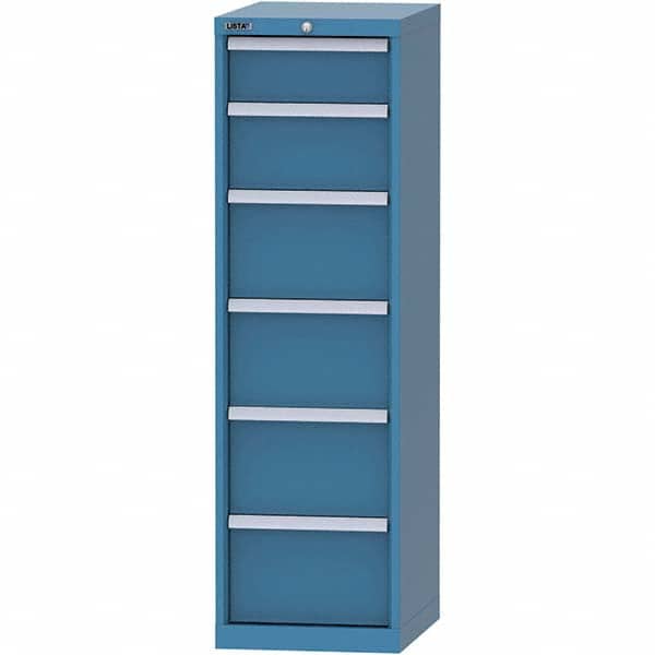 LISTA - 6 Drawer, 216 Compartment Bright Blue Steel Modular Storage Cabinet - Benchmark Tooling