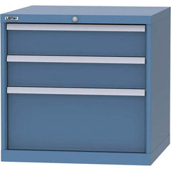 LISTA - 3 Drawer, 45 Compartment Bright Blue Steel Modular Storage Cabinet - Benchmark Tooling