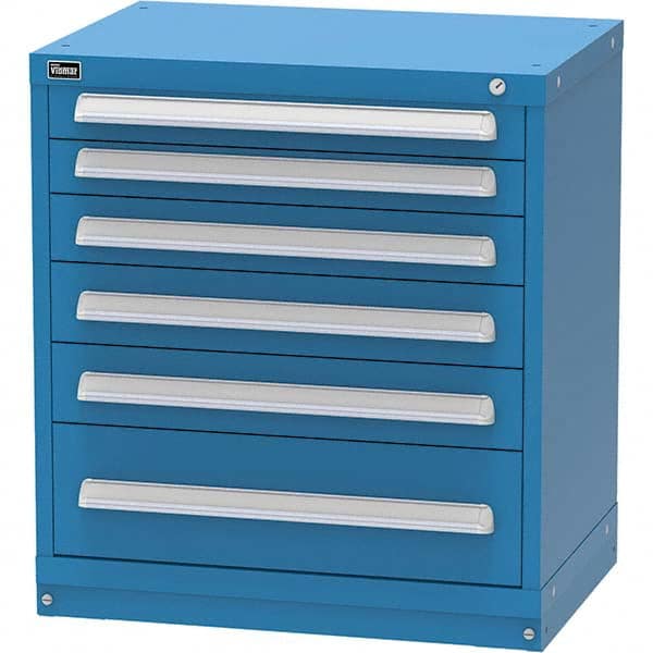 Vidmar - 6 Drawer, 45 Compartment Bright Blue Steel Modular Storage Cabinet - Benchmark Tooling