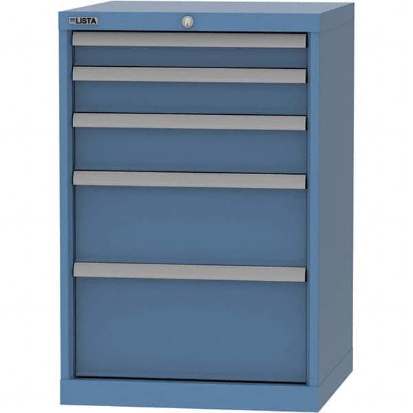 LISTA - 5 Drawer, 84 Compartment Bright Blue Steel Modular Storage Cabinet - Benchmark Tooling
