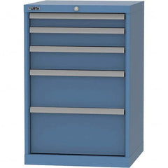 LISTA - 5 Drawer, 84 Compartment Bright Blue Steel Modular Storage Cabinet - Benchmark Tooling
