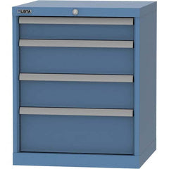 LISTA - 4 Drawer, 84 Compartment Bright Blue Steel Modular Storage Cabinet - Benchmark Tooling