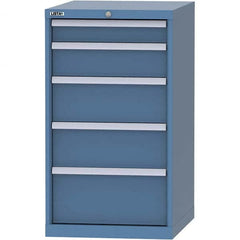 LISTA - 5 Drawer, 99 Compartment Bright Blue Steel Modular Storage Cabinet - Benchmark Tooling