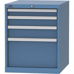 LISTA - 4 Drawer, 99 Compartment Bright Blue Steel Modular Storage Cabinet - Benchmark Tooling