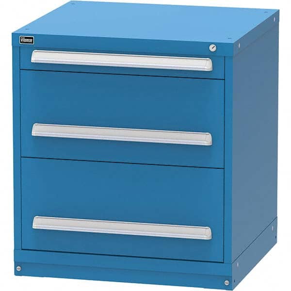 Vidmar - 3 Drawer Bright Blue Steel Modular Storage Cabinet - Benchmark Tooling